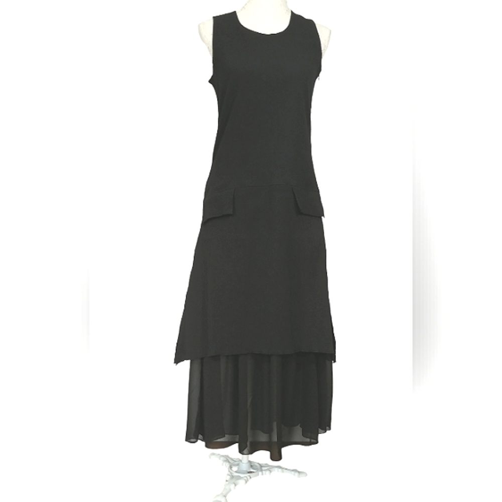 Maxi layered dress drop waist & pockets NWT size M, Paolo Tricot